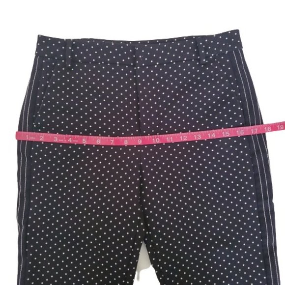 ZARA Basic Women's Polka Dot Striped Sides Flat Front Black Crop Pants Size XS - Picture 10 of 12